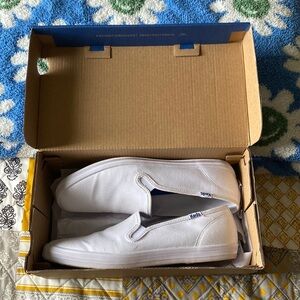 Wore once for a wedding white slip on Keds